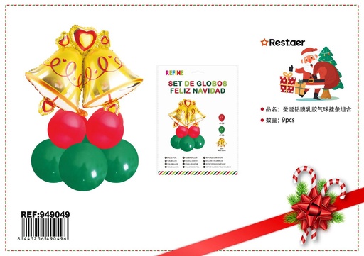 [949049] Set de globos feliz navidad 9pcs para decoración festiva