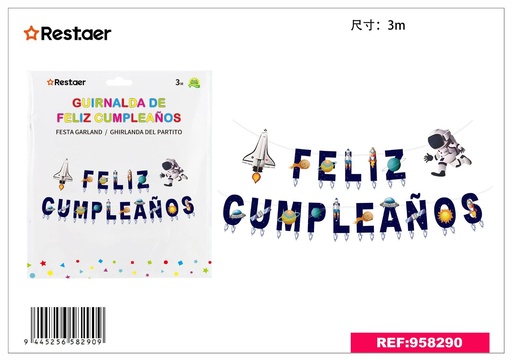 [958290] Guirnalda de fiesta en español "Feliz Cumpleaños" 3m para decoraciones