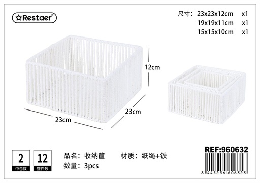 [960632] Cesta de almacenaje 3 pcs - Cestas de polipropileno