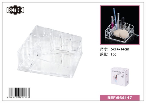 [964117] Organizador de cosméticos PS 5x14x14cm transparente para maquillaje