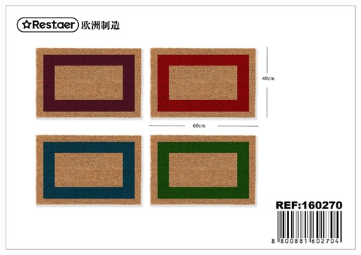 [160270] Felpudo de coco - Color natural con cenefa roja 40 x 60 cm