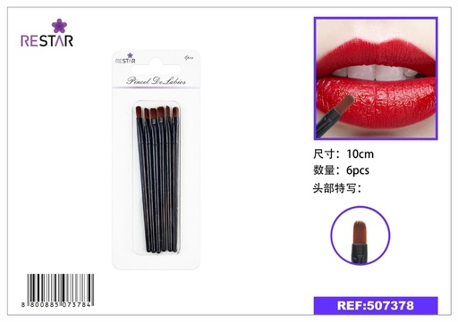 [507378] Pincel de labios 6pcs set 10cm para maquillaje