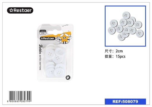 [508079] Botones blancos 2cm 15pcs para costura