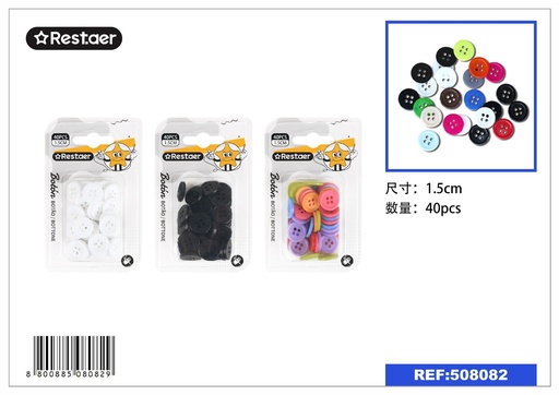[508082] Botones coloridos de traje (blanco y negro) de 1.5 cm (40 piezas) - Accesorios de costura y botones