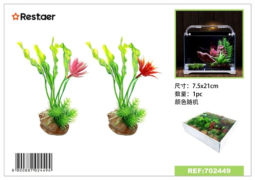 [702449] Adorno de acuario con plantas artificiales 7.5x21cm