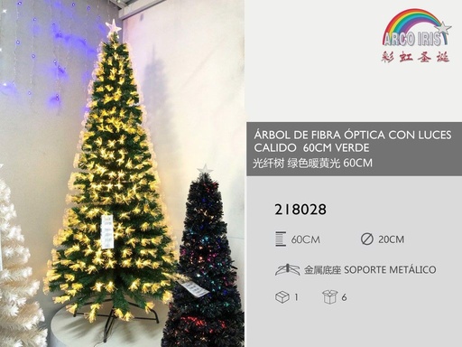 [218028] Árbol de Navidad de fibra óptica con luz cálida 60cm - Decoración festiva  