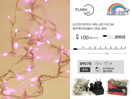 [89078] Guirnalda LED micro 100L fucsia - Luces decorativas