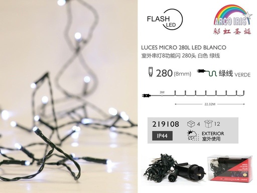 [219108] Luces micro LED blanco 280 luces cable verde - Iluminación exterior  