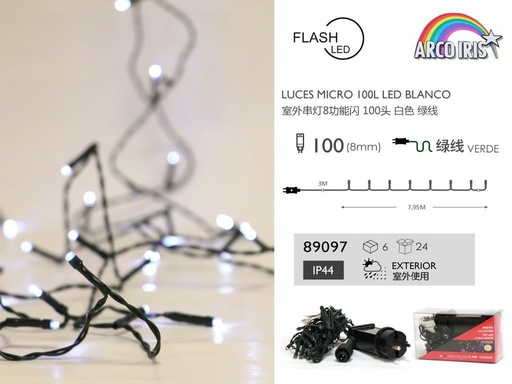 [89097] Guirnalda LED micro 100L blanca - Luces para exteriores