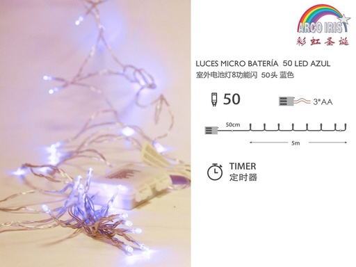 [239149] Luz de guirnalda LED con 3 pilas AA para exterior - Transparente y uso exterior