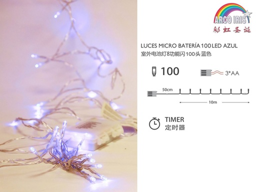 [239153] Luz de guirnalda LED con 3 pilas AA para exterior - Transparente y uso exterior