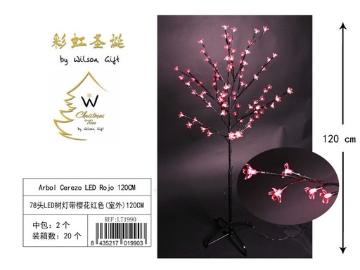 [L71990] Árbol de cerezo LED rojo 120CM - Árboles con luces navideñas