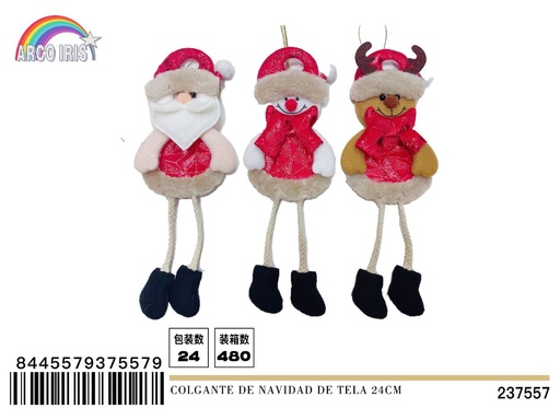 [237557] Colgante de Navidad de tela de 24 cm en rojo - Decoraciones navideñas