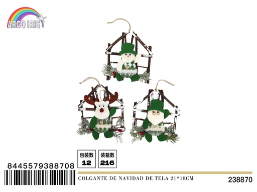 [238870] Colgante de Navidad de tela 21x18 cm - Decoración navideña