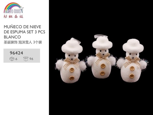 [96424] Muñeco de nieve de espuma set 3 pcs - Adornos navideños