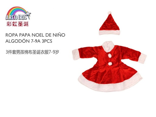 [231825] Ropa de Papá Noel para niña 7-9 años 3 piezas - Vestimenta navideña infantil  