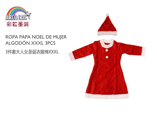 [231829] Ropa de Papá Noel para mujer tamaño XXXL 3 piezas - Vestimenta navideña femenina  