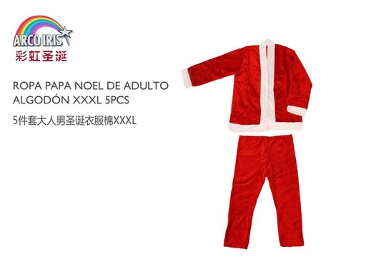 [231822] Ropa de Papá Noel para adulto tamaño XXXL 5 piezas - Vestimenta navideña para adultos  