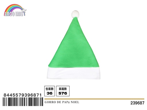 [239687] Gorro de Papá Noel verde 30x40 cm - Accesorios navideños