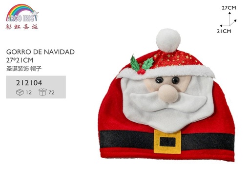 [212104] Gorro de Navidad 27x21cm - Sombrero festivo  