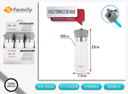 [104342] Vaso térmico con asa para auto 650 ml - Bebidas para llevar