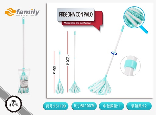 [317151190] Fregona con palo azul 68-120 cm - Utensilios de limpieza