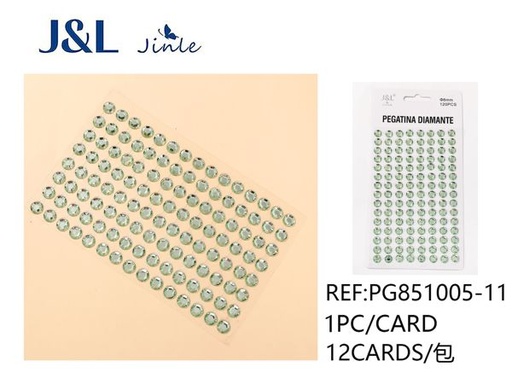 [PG851005-11] Pegatinas autoadhesivas de diamantes de imitación (8mm verde claro, 120pcs) - Decoración