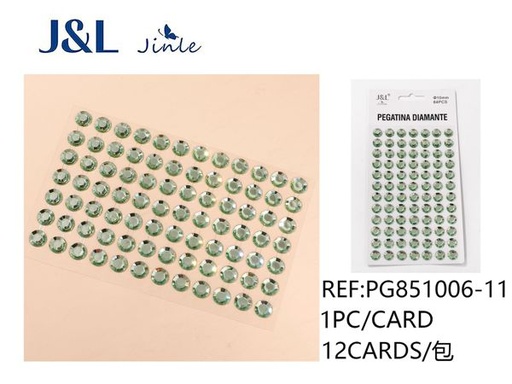 [PG851006-11] Pegatinas autoadhesivas de diamantes de imitación (12mm verdes claras, 45pcs) - Decoración