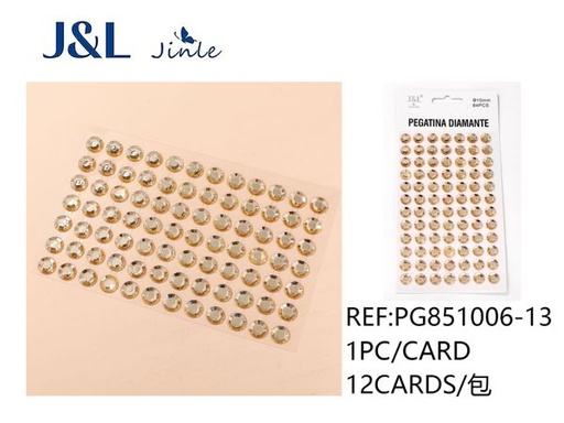 [PG851006-13] Pegatinas autoadhesivas de diamantes de imitación (12mm champagne, 45pcs) - Decoración