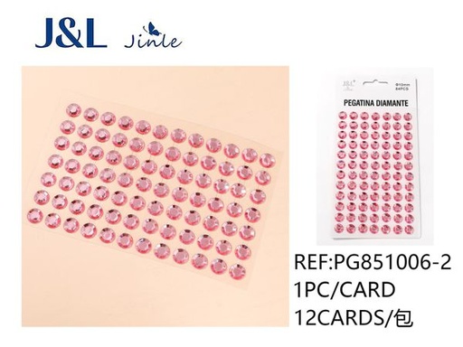 [PG851006-2] Pegatinas autoadhesivas de diamantes de imitación (12mm rosa, 45pcs) - Decoración