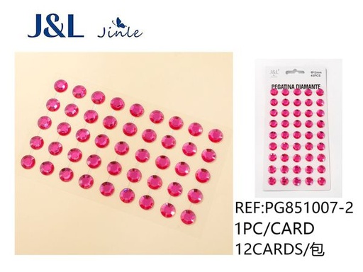 [PG851007-2] Pegatinas autoadhesivas de diamantes acrílicos 12mm, rosa melocotón, 45 piezas