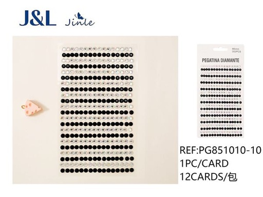 [PG851010-10] Pegatinas autoadhesivas de diamantes AB negras 5mm 352pcs - Artículos decorativos