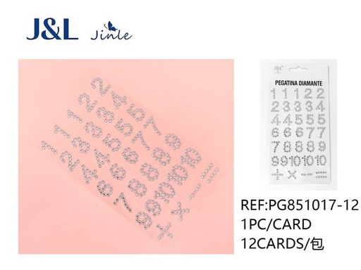 [PG851017-12] Pegatinas autoadhesivas de diamantes acrílicos con números