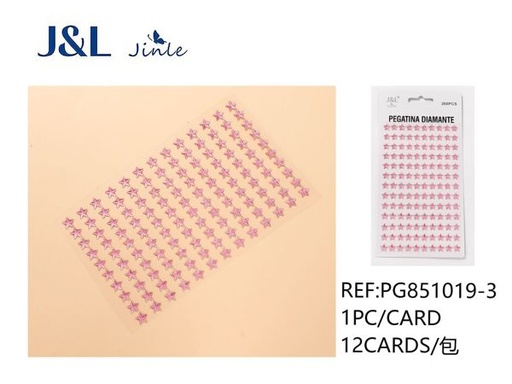 [PG851019-3] Pegatinas autoadhesivas de diamantes acrílicos en forma de estrella, rosa