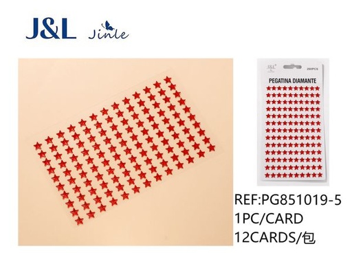 [PG851019-5] Pegatinas autoadhesivas de diamantes acrílicos en forma de estrella, rojo