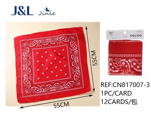 [CN817007-3] Pañuelo cuadrado paisley rojo 55x55 CM - Accesorio de moda