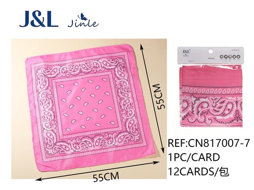 [CN817007-7] Pañuelo cuadrado paisley rosa claro 55x55 CM - Accesorio de moda