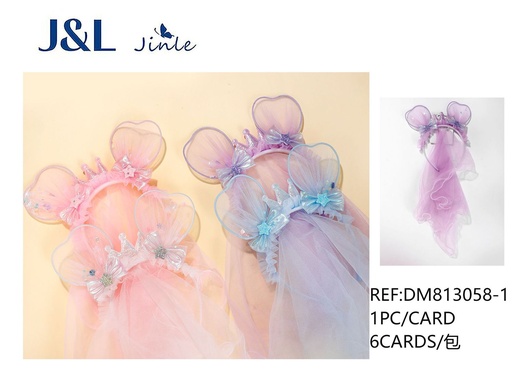 [DM813058-1] Diadema infantil con orejas de conejo y velo - Accesorio para niñas