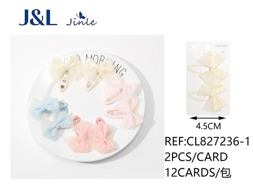 [CL827236-1] BB clips en forma de lazo mixtos 4.5 cm 2 piezas - Accesorio para niñas