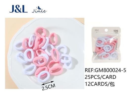 [GM800024-5] Goma de nailon 2.5CM, tonos rosa, 20PCS - Accesorios pequeños