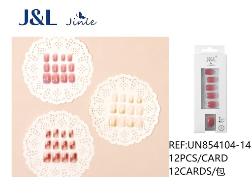 [UN854104-14] Uñas postizas redondeadas cuadradas con adhesivo 12 piezas - Accesorios de belleza para uñas