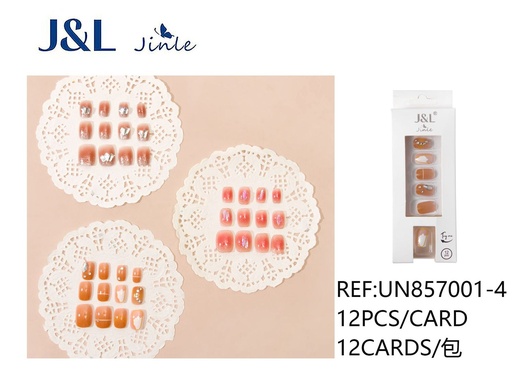 [UN857001-4] Uñas postizas redondeadas cuadradas con adhesivo 12 piezas - Accesorios de belleza para uñas