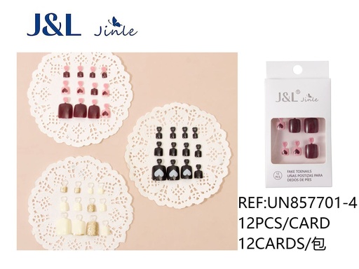 [UN857701-4] Uñas postizas para pies 12 piezas - Accesorios de belleza para uñas