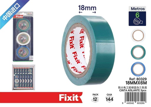 [80329] Cinta aislante 18mm*6m mezcla de colores - Materiales eléctricos
