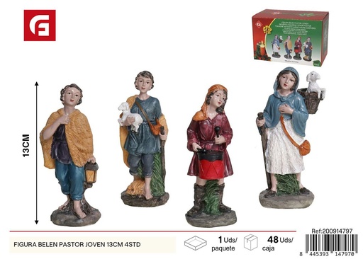 [200914797] Figura Belén pastor joven 13cm 4 unidades - Figuras navideñas