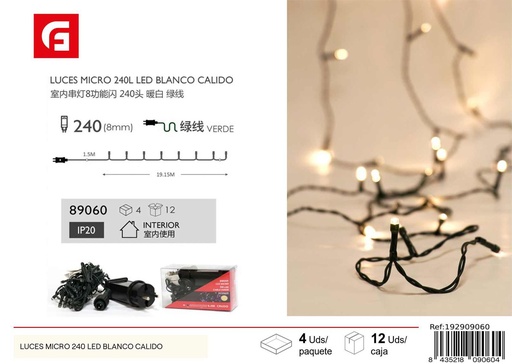 [192909060] Luces de Navidad micro 240 LED blanco cálido - Iluminación decorativa