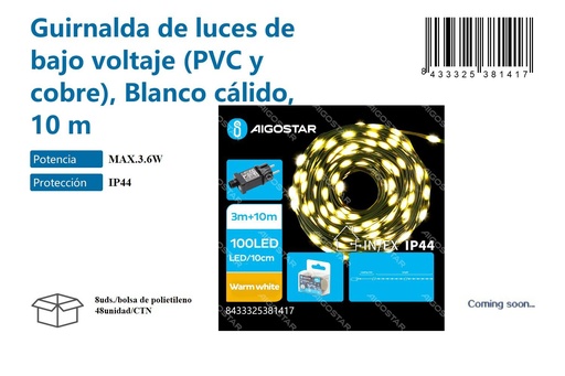 [171038141] Bajo voltaje guirnalda luz cálida 10M - Decoración luminosa