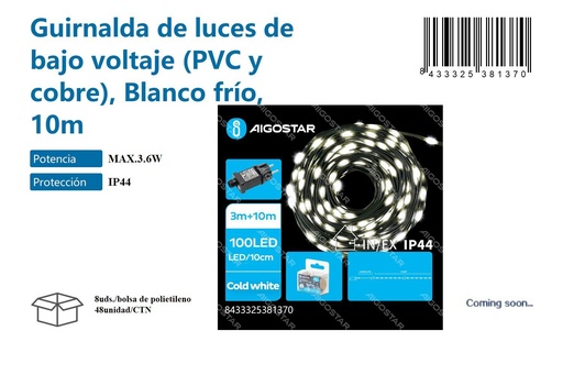 [171038137] Bajo voltaje guirnalda luz blanca 10M - Decoración luminosa