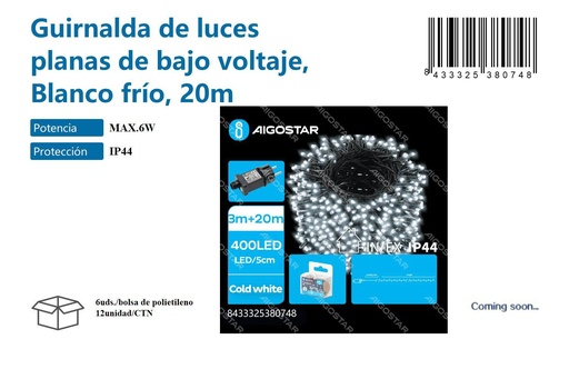 [171038074] Bajo voltaje guirnalda luz blanca 20M - Decoración luminosa