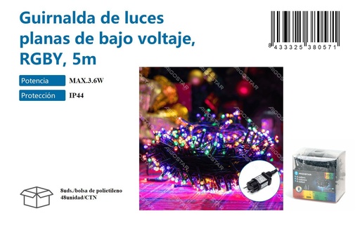 [171038057] Bajo voltaje guirnalda luz RGBY 5M - Iluminación decorativa